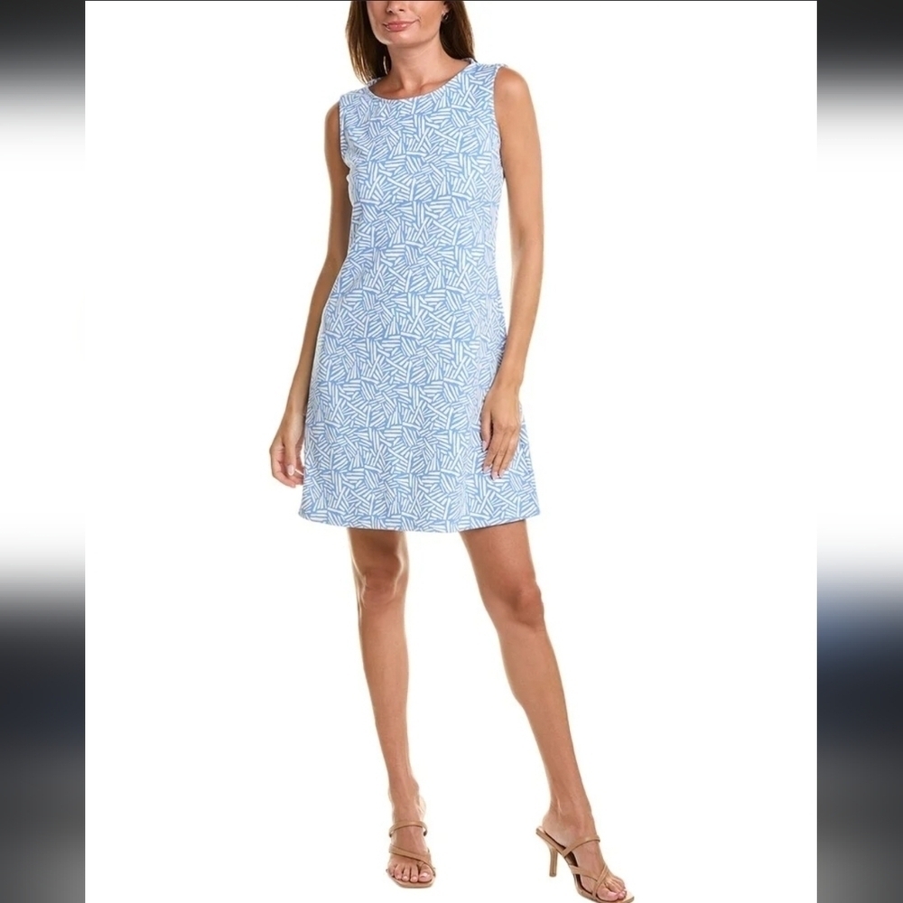 Isaac Mizrahi Women's Scuba Mini Dress Blue & White Size Large